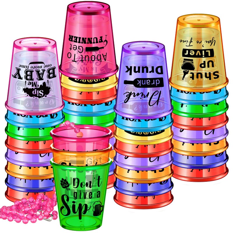 Trnayi 27 Pcs Shot Glass Necklaces Cups Bulk Plastic Shot Glass on Beaded Necklace Naughty for Adults and Teens Birthday Gifts Wedding Halloween Party Supplies - Image 4